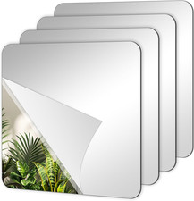4 Pack Self Adhesive Acrylic Mirror, 6 X 6 Inches Acrylic Mirror Tiles Flexib...