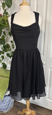 Modern Maids M1985 Black Chiffon Lace Bridesmaid Dress Size 10 Tea Length