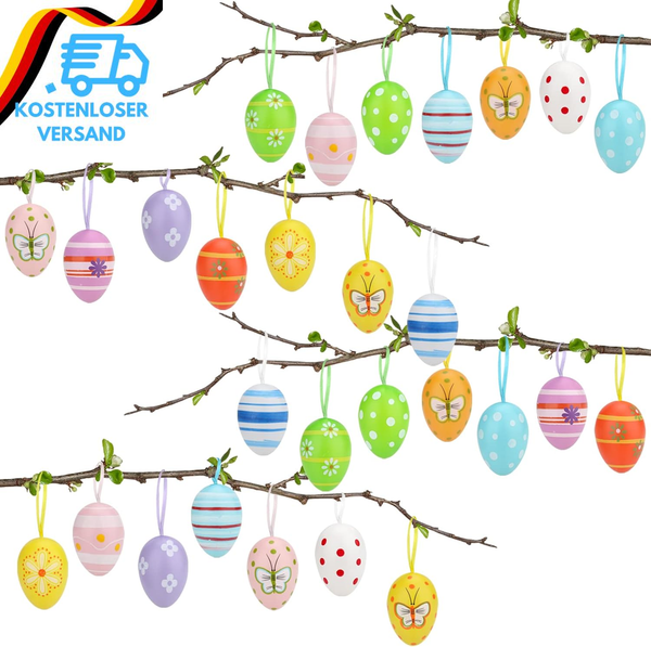 Ostereier Deko, 28 StüCk Osterei-Ornament, Buntes Kunststoff-Osterei-Dekor, Oste-image