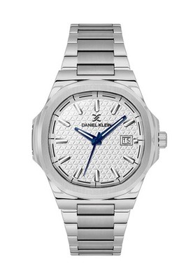 Mens 41mm Oval Quartz Watch Steel Strap Silver Date