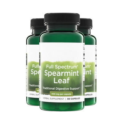 3-Pack Full Spectrum Spearmint Leaf Capsules - Digestion Support - 180 Caps