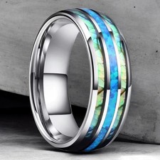 Edelstahlring Opal Silber/ Gold Ring Abalone Unisex Schmuck Natur