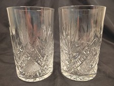 Pair American Brilliant Period Hand Cut Crystal 4" Whiskey Rocks Tumblers CHIP