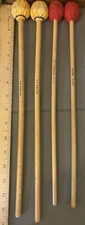 2 Pair Yarn Marimba mallets Vic Firth M 8 & Musser M-206 articulation Good/ VG
