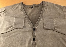 Herren Strickjacke Gr.52/54 Brustweite 54-55 cm Grau-Beige 100% Baumwolle Neuw.