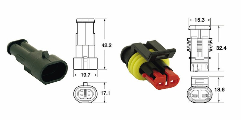 Connectique 2 voies étanche lot de 5 fiches mâles femelles à clipsage rapide