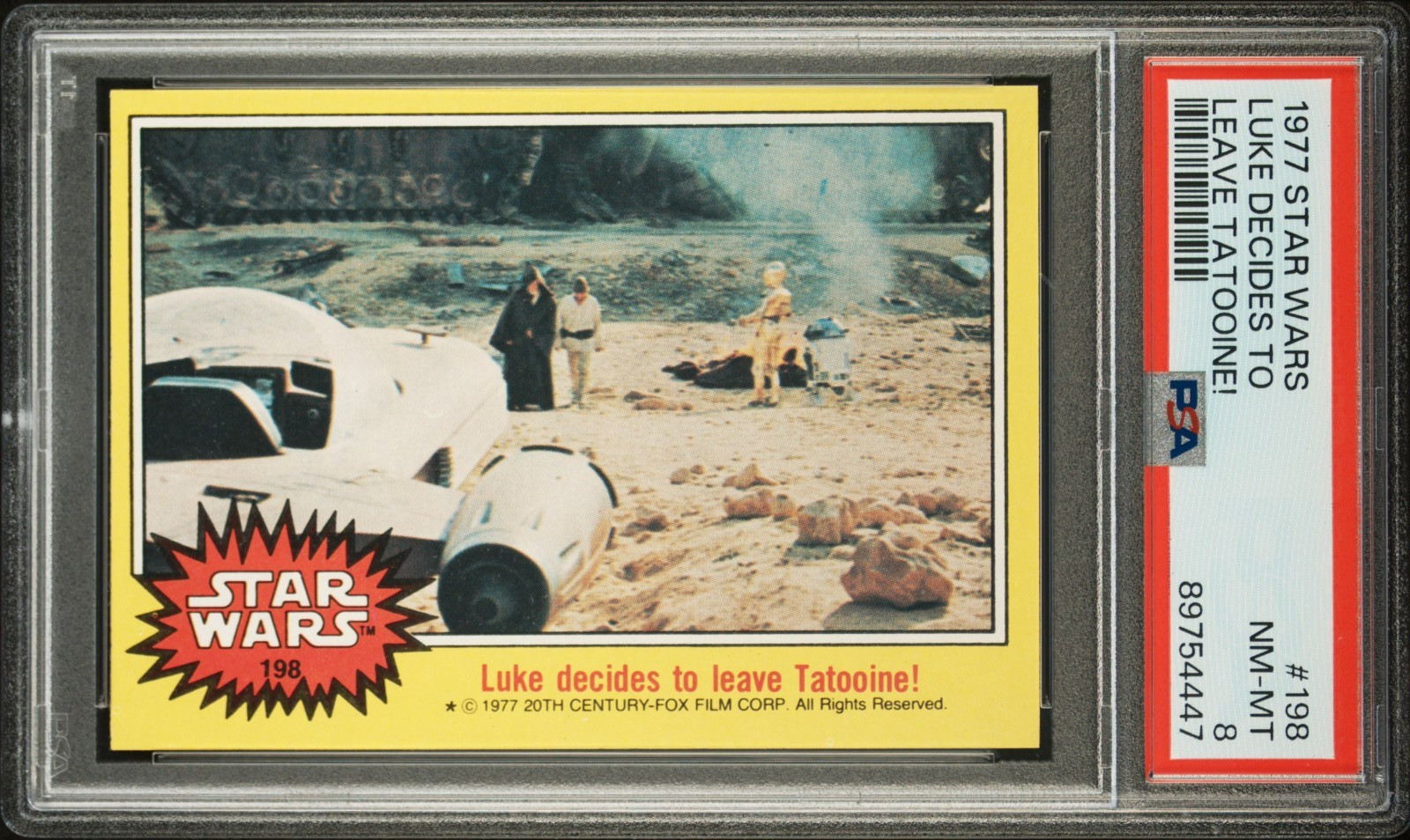 1977 TOPPS STAR WARS LUKE DECIDES TO LEAVE TATOOINE! #198 PSA 8