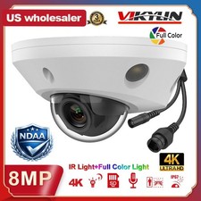 Vikylin 4K 8MP Mini Dome Security IP Camera Dual Light Full Color IR MIC POE US