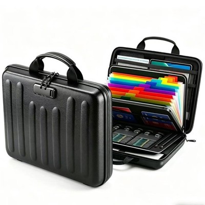 Fireproof Waterproof Document Organizer with Lock, 13 Pocket Accordion Folder, P