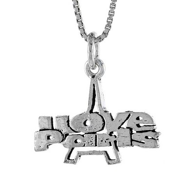 925 Sterlingsilber I Love Paris Wort Halskette mit 18 Zoll langer Box Kette