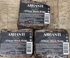 Ashanti Naturals African Black Soap Bar - 8 oz X 3pc  100% Natural Free Shipping