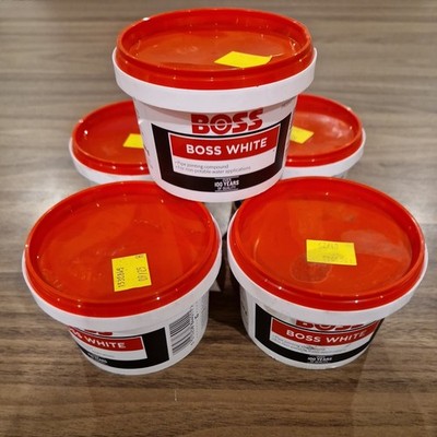 5 x Boss White Fugenmasse 400g Dose für Warm- & Kaltwasser (nicht trinkbar)