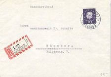 132366) Fish Federal Registered Cover from Fischbach via Nuremberg, State Postmark