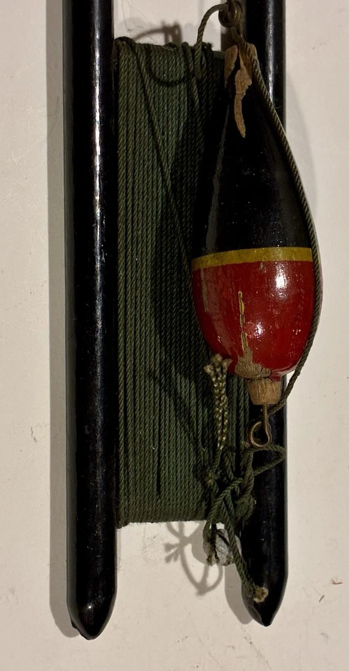 Vintage Wood Fishing Float w/ Hand Painted Bobber & Line - Image 2 of 4