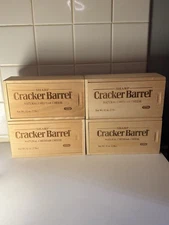 Vintage Cracker Barrel Sharp Cheddar Cheese Wooden Box w/ Sliding Lid 8x4x3