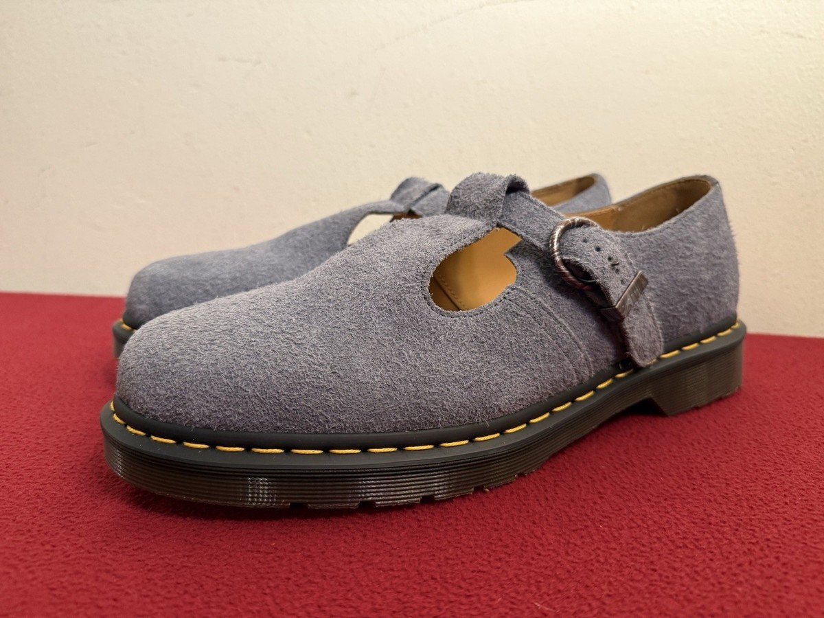 Dr Martens T-Bar Suede Shoes Blue Washed Denim Size 12 NEW | eBay