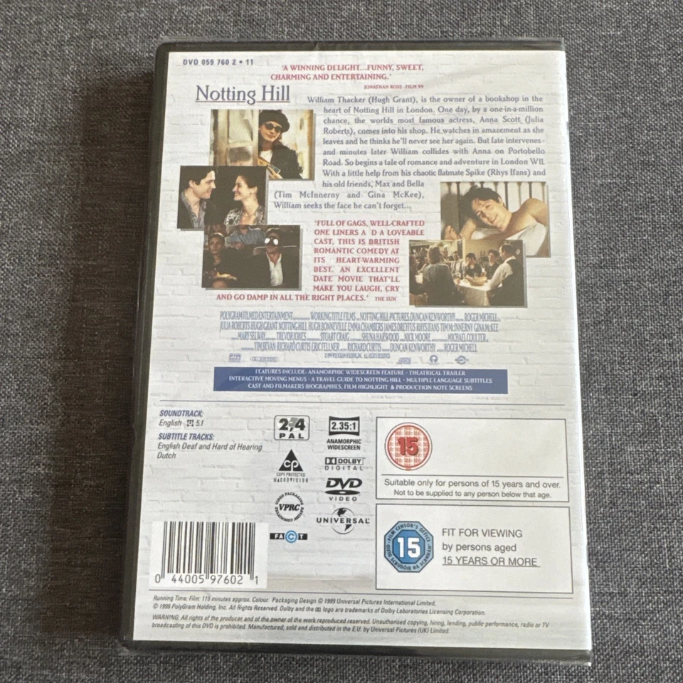 Notting Hill NEW SEALED DVD - Image 2 of 2