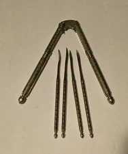 HMQ Vintage Nutcracker with 4 Picks Silver Stainless Steel Seafood and Nuts USA