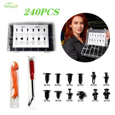 240pcs+5 For Ford Focus Plastic Rivets Push Fasteners Bumper Retainer Clips Kit