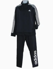 Adidas Essentials SET Womens size L Navy Linear Workout Pants & Zip Track Jacket