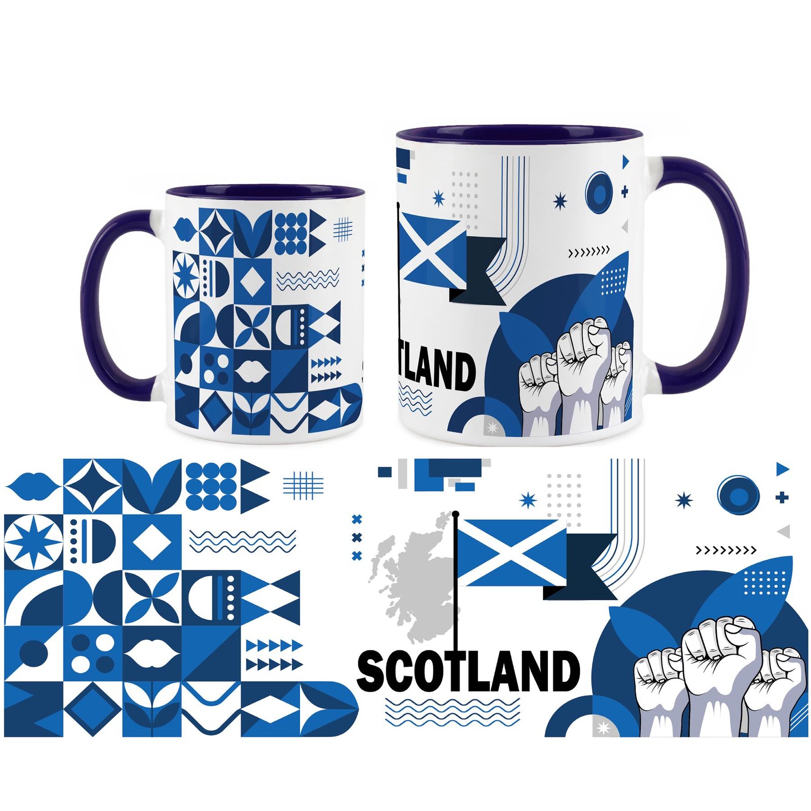 Scotland Mug - Scottish Flag Travel Holiday Gift Ceramic Blue Cup