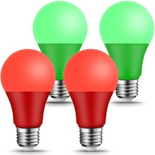 4 Pack Red Green Led Light Bulbs 9w 60w Equivalent E26 Base Holiday Party Decor