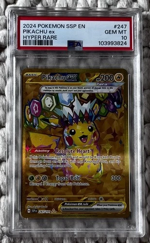 2024 POKEMON SSP EN-SURGING SPARKS #247 PIKACHU EX HYPER RARE PSA 10