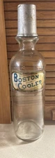 RARE 1900’s BOSTON COOLER SODA LABEL UNDER GLASS DISPENSER BOTTLE DETROIT