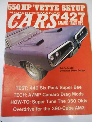 BACK ISSUE HI-PERFORMANCE CARS MAGAZINE JANUARY 1970, INDY NATS, AXIER, BEACH CI