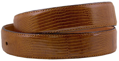 Kids Western Dress Belt Honey Brown Teju Lizard Skin Leather Casual Size 30 - Picture 2 of 2