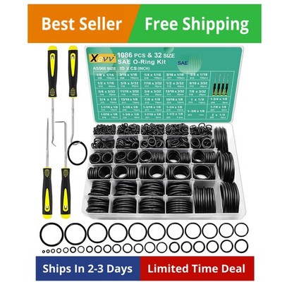 1086 Pcs 32 Size SAE O Ring Assortment Kit Standard Buna-N Rubber O'ring Set ...