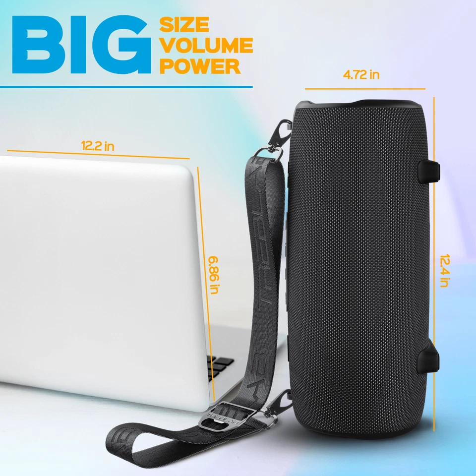 TREBLAB HD-Max - Altavoces estéreo Bluetooth fuertes, 60W, 20H de reproducción, Powerbank Foto 3 de 4