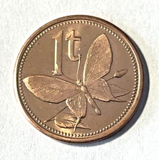 2002 Papua New Guinea 1 toea Coin Butterfly Insect Animal Wildlife