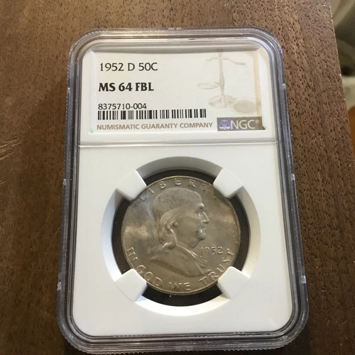 1952 D Franklin Half Dollar NGC MS 64 FBL Gorgeous Reverse Toning