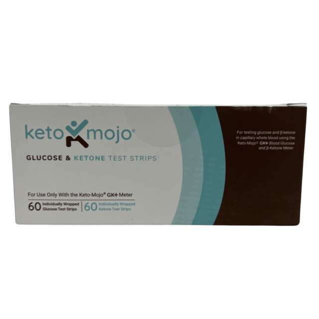 Keto-Mojo Blood Glucose + Blood Ketone Test Strip Combo Pack - 120 Count  for sale online