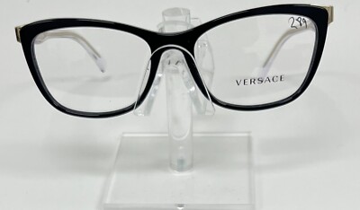 Versace MOD 3255 Eyeglasses | Black Gold Cat-Eye Frame for Women | Authentic