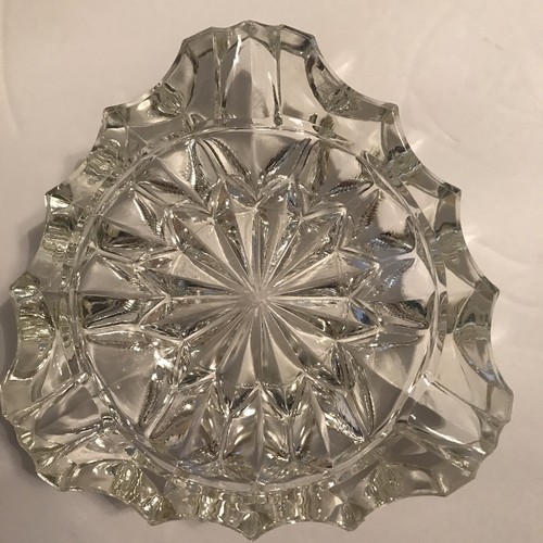 Italian Clear Crystal Glass Ashtray Arrowhead Triangle Blown Glass Signed Italy - Picture 2 of 12