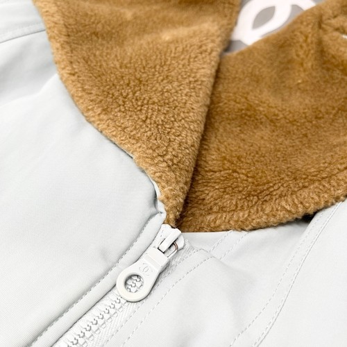 CHANEL Sport Vintage 01A CC Logo Ski Wear Jacket #36 Blue Brown Cotton Fur Zip - Picture 15 of 16