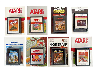 (8) Atari 1970s 1980s Vintage Video Game Cartridge Original Manual Ms. Pac-Man +