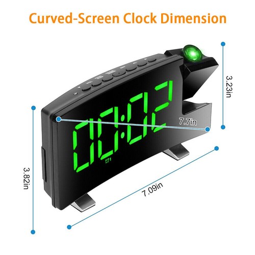 DE LED FM Radiowecker mit Projektion Digital Funkuhr Dimmbar Tischuhr Alarm USB - Bild 4 von 16