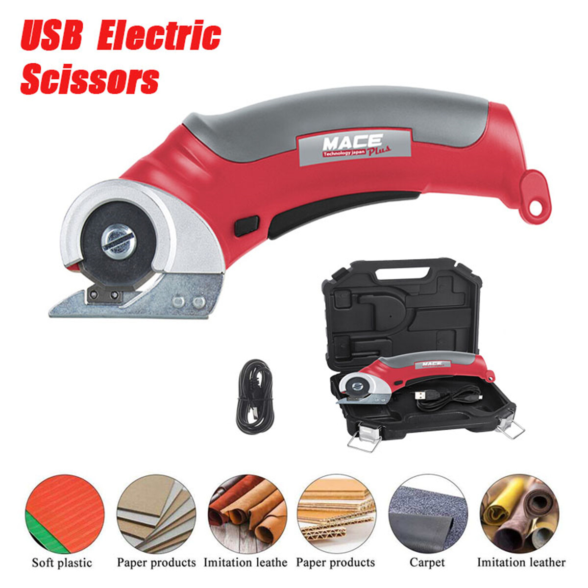Electric Scissors Cordless Rotary Cutter PVC Leather for Crafts Sewing