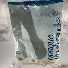 VTG SILKIES Opaque Ribbed TROUSER SOCKS 2 Pairs •One Size CREAM 091029 NOS NIP