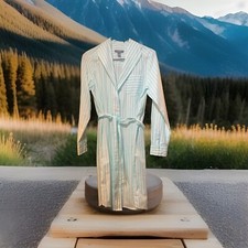 Chaps Women's Long Sleeve Button Front Shirt Dress Sz 6 Aqua White Striped NWT