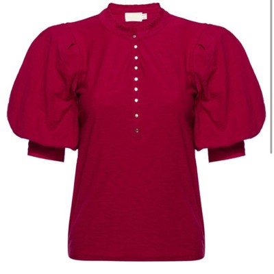 Nation Ltd Veronique Ruffle Collar Henley Gold Snaps Heartbreaker Size S