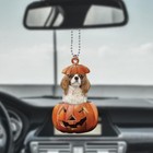 Cavalier King Charles Spaniel Dog Pumpkin Ornament, Dog Halloween Ornament