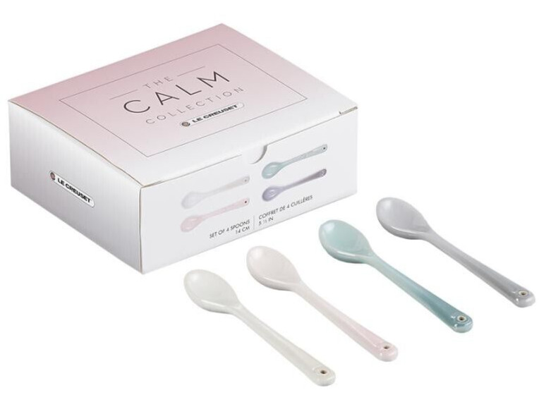 Le Creuset Spoons CALM Collection 5.7in Set of 4 stoneware sea salt, shell pink