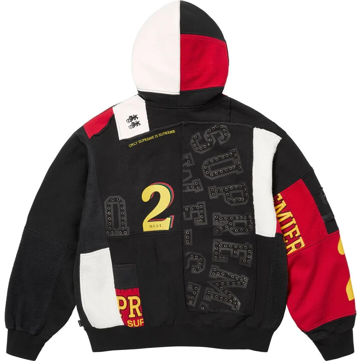 Supreme Patchwork Zip Up Hooded Sweatshirt Black | eBay