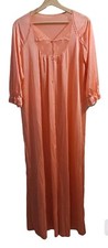 Vintage 70s JCPenney Nylon Nightgown Medium Peach Lace Cottagecore Romantic