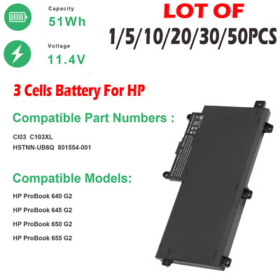  LOT CI03XL Battery For HP ProBook 640 G2 645 G2 650 G2 655 G2 801554-001 51Wh