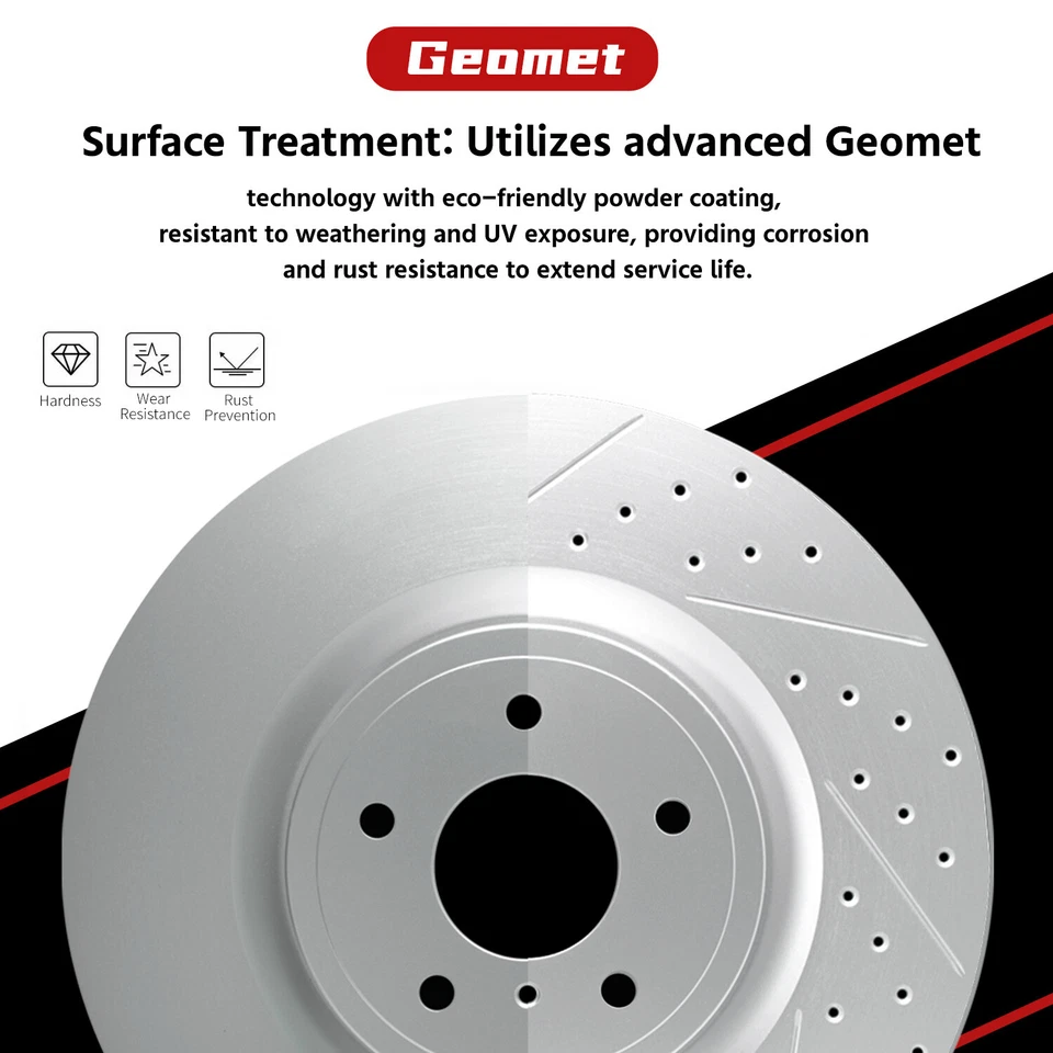 13.86 in For Ford Special Service Police Sedan Front Drilled Brake Rotors Pads - Изображение 3 из 4